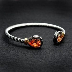 Orange Stone Ladies Adjustable Bangle Bracelet